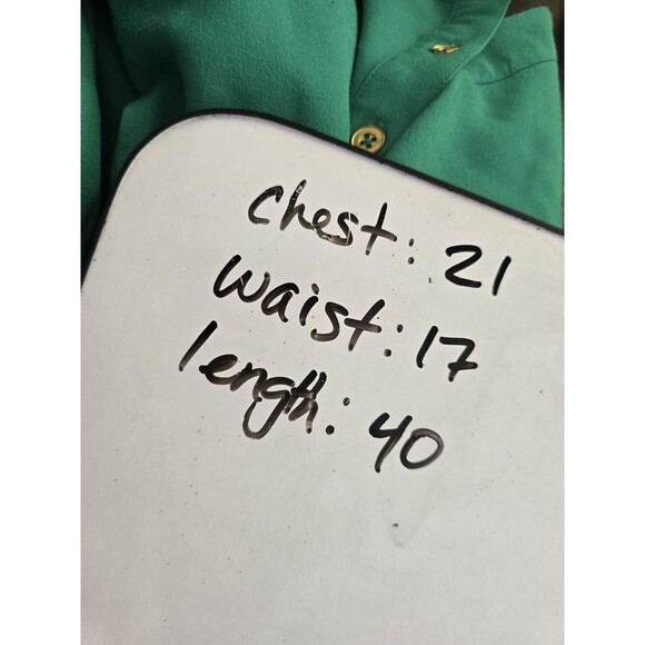 Sharagano  Shirt dress Woman's L Green A-line 3/4 Sleeve Button Classic Colorful - Picture 6 of 7